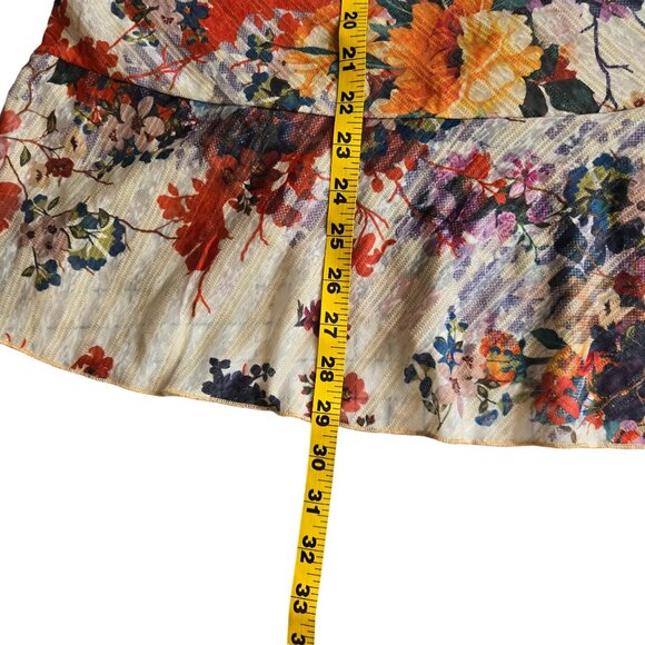 One World Womens 3X Semi-sheer Linen Blend Floral Tunic with Asymmetrical Hem - Picture 10 of 12